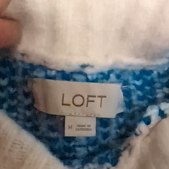 LOFT White and Multicolor Patterned Turtleneck Sweater - Picture 2 of 5